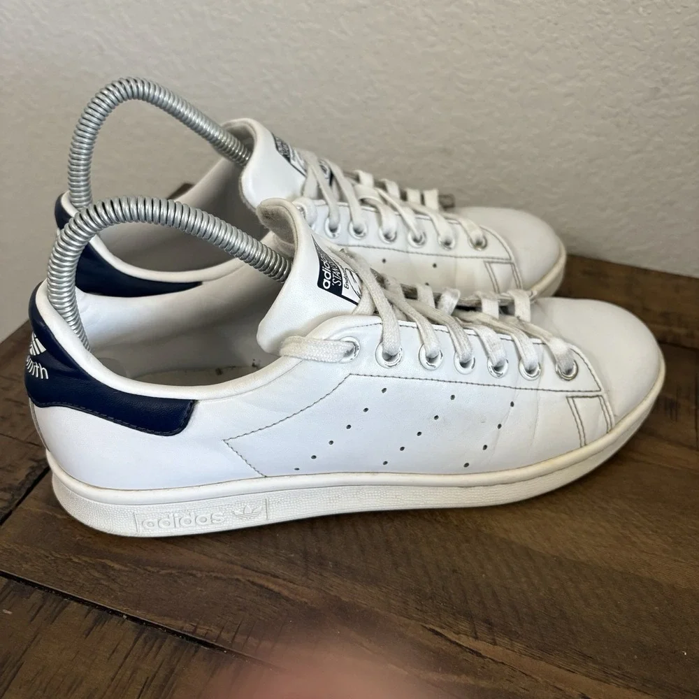 Adidas Stan Smith Men's Shoes Size 8 M20325‎ Core White Blue Sneakers